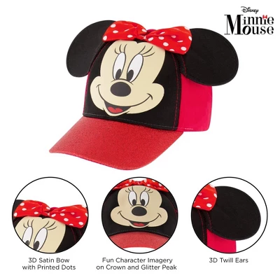 Disney Girls Minnie Mouse Glitter Baseball Cap - Image 2