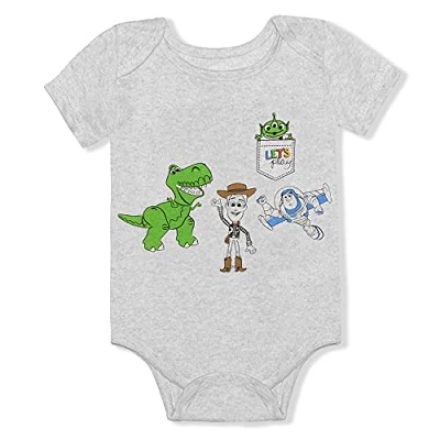 Disney Boy's 3-Pack Character Print Short Sleeve Bodysuit Creeper Set