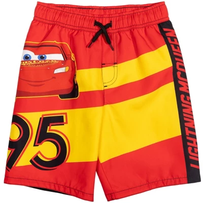 Disney Pixar Cars Lightning McQueen Rash Guard And Swim Trunks Outfit Set Toddler To Little Kid - Image 4
