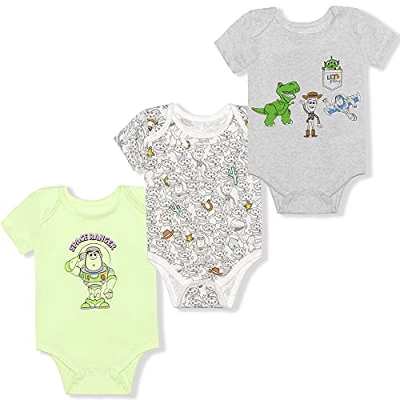Disney Boy's 3-Pack Character Print Short Sleeve Bodysuit Creeper Set - Image 7