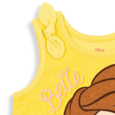 Disney Princess Princess Moana Rapunzel Jasmine Belle Baby Girls Tank Top And French Terry Shorts Infant - Image 4
