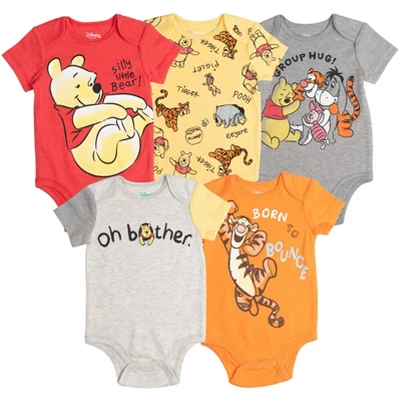 Disney Mickey Mouse Lion King Winnie The Pooh Pixar Toy Story Finding Nemo Baby 5 Pack Bodysuits Newborn To Infant - Image 13