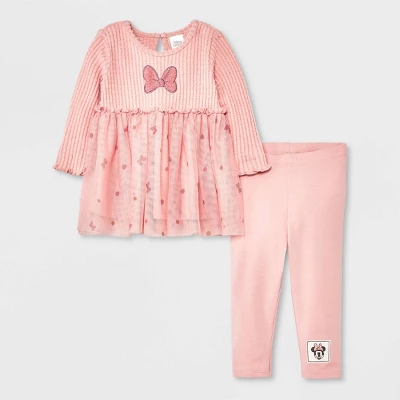 Baby Girls' Disney Mickey Mouse & Friends Polka Dots Top And Bottom Set - Pink - Image 4