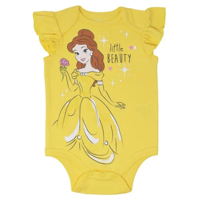 Disney Princess Ariel Belle Cinderella Rapunzel Tiana Snow White Aurora Baby Girls 5 Pack Bodysuits Newborn To Infant - Image 4