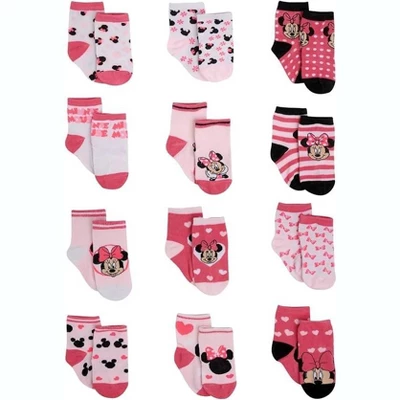 Disney Baby Girl 12 Pack Socks, Newborn Essentials For Girls (0-24M) - Image 5