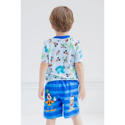 Disney Pixar D100 Toy Story Monsters Inc. Mickey Mouse Buzz Lightyear Rash Guard And Swim Trunks Outfit Infant To Toddler - Image 5