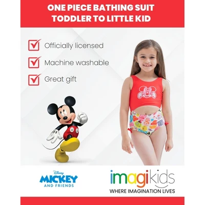 Disney Mickey Mouse Minnie Mouse Girls One Piece Bathing Suit Toddler To Little Kid - Image 2