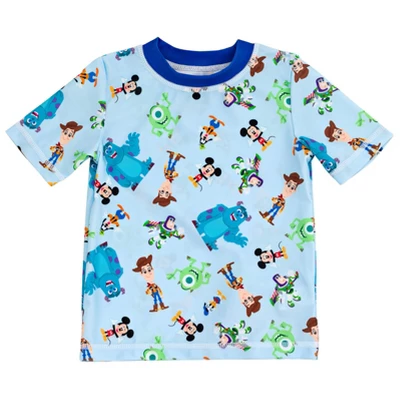 Disney Pixar D100 Toy Story Monsters Inc. Mickey Mouse Buzz Lightyear Rash Guard And Swim Trunks Outfit Infant To Toddler