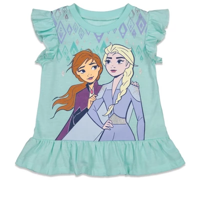 Disney Frozen Princess Anna Elsa Baby Girls T-Shirt And Shorts Outfit Set - Little Kid