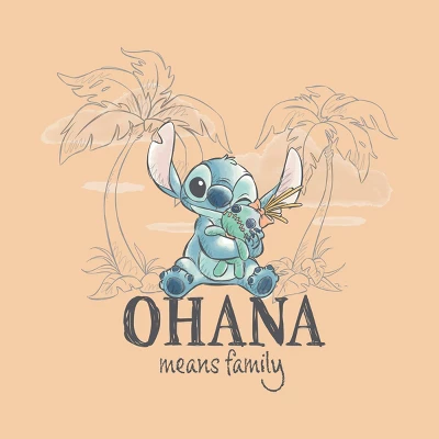 Girls' Disney Lilo & Stitch Ohana Short Sleeve Graphic T-Shirt - Light Orange