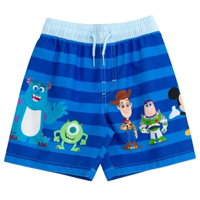 Disney Pixar D100 Toy Story Monsters Inc. Mickey Mouse Buzz Lightyear Rash Guard And Swim Trunks Outfit Infant To Toddler - Image 2