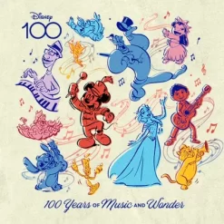 Men's Disney Character Sketches 100 Years Of Music And Wonder T-Shirt