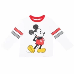 Disney Mickey Mouse Baby Boys Long Sleeve T-Shirt Fleece Pant Set White/Gray