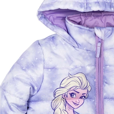 Disney Frozen Princess Anna Elsa Girls Zip Up Winter Coat Puffer Jacket Toddler - Image 5