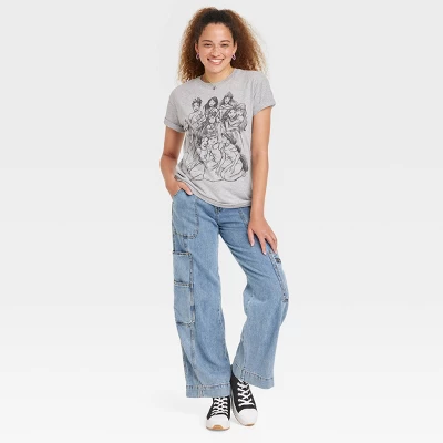 Women's Disney Princess Outline Short Sleeve Graphic T-Shirt - Gray - Image 2