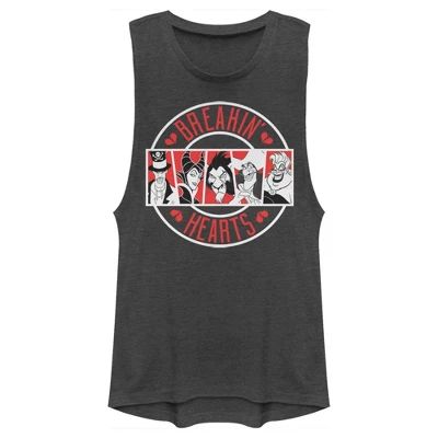 Junior's Disney Villains Valentine's Day Breakin' Hearts Festival Muscle Tee - Image 3