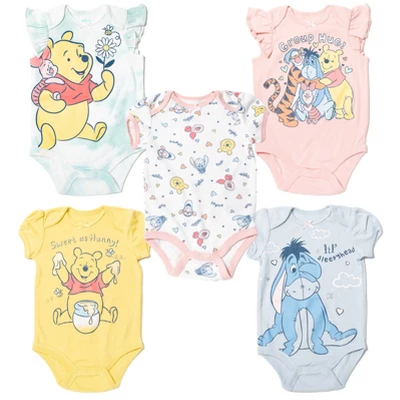 Disney Classics 101 Dalmatians Bambi Dumbo 5 Pack Short Sleeve Bodysuits - Image 10
