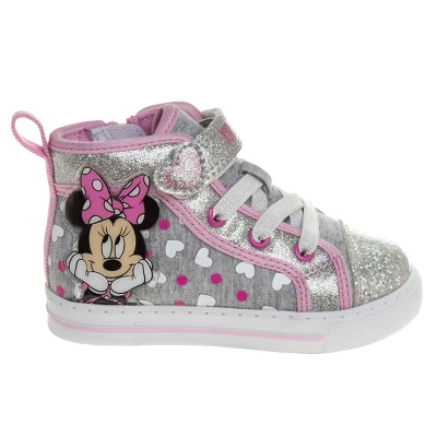 Disney Minnie Mouse Girls Light Up Canvas Sneakers. (Toddler/Little Kids). - Image 2