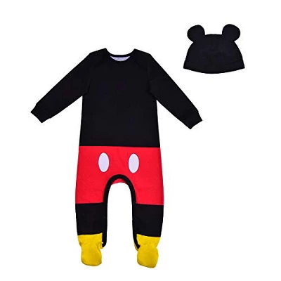 Disney Baby Boy's Mickey Mouse 2 Piece Graphic Printed Footed Bodysuit And Cap Bundle Set For Infant - Image 4