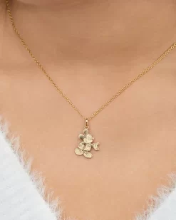 Disney Mickey Mouse 14kt Yellow Gold Classic Mickey Pendant Necklace, 15"