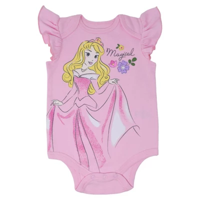 Disney Princess Ariel Belle Cinderella Rapunzel Tiana Snow White Aurora Baby Girls 5 Pack Bodysuits Newborn To Infant - Image 6