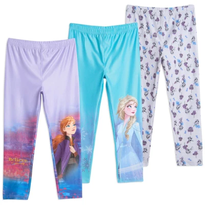 Disney Frozen Princess Anna Elsa Girls 3 Pack Leggings - Image 9