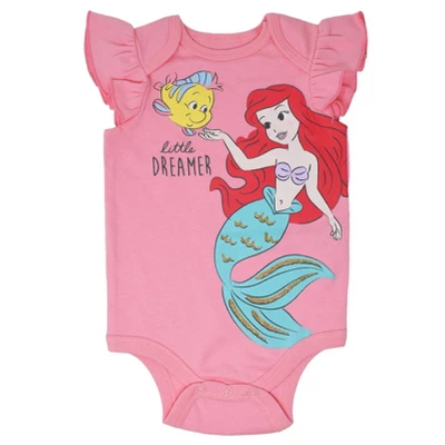 Disney Princess Ariel Belle Cinderella Rapunzel Tiana Snow White Aurora Baby Girls 5 Pack Bodysuits Newborn To Infant - Image 2