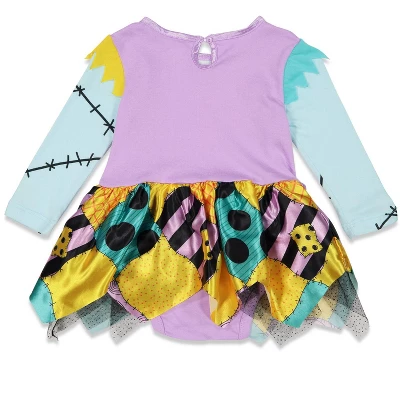 Disney Nightmare Before Christmas Sally Girls Cosplay Dress Tights And Headband 3 Piece Costume Set Newborn To Infant - Image 2