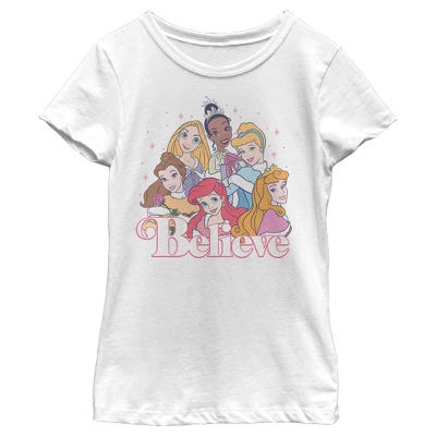 Girl's Disney Princess Believe Sparkle Collage T-Shirt - Image 3