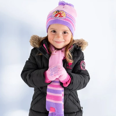 Disney Princess Winter Hat, Scarf, & Mittens/Gloves Set, Kids Ages 2-7