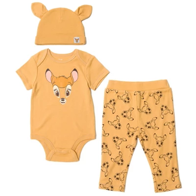 Disney Classics Winnie The Pooh Lion King Bambi Baby Bodysuit Pants And Hat 3 Piece Outfit Set Newborn To Infant - Image 14