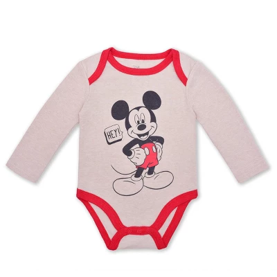 Disney Boy's 3-Pack Mickey Mouse Long Sleeve Baby Bodysuit Creeper, Bib And Jogger Pant Set For Infant - Image 3