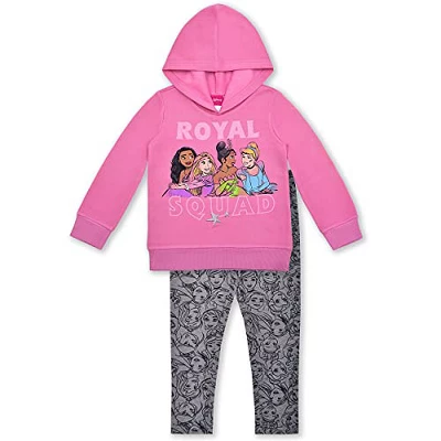 Disney Princess Girl's 2-Pack Royal Squad Graphic Pullover Sweatshirt And Patterned Legging Pants Set For Kids - Image 5