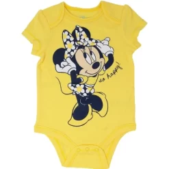 Disney Minnie Mouse Mickey Donald Duck Baby Girls 5 Pack Bodysuits Newborn To Infant