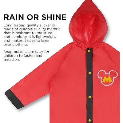 Disney Mickey Mouse Boys Umbrella With Matching Raincoat Set, Kids Ages 2-7 - Image 3