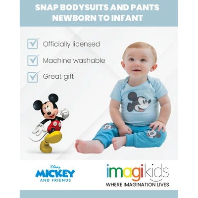 Disney Mickey Mouse Pluto Baby Snap Bodysuits And Pants Newborn To Infant - Image 2