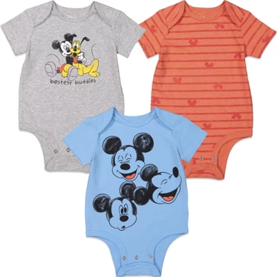 Disney Mickey Mouse 3 Pack Short Sleeve Bodysuits - Image 10