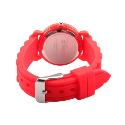 Girls' Disney Minnie Mouse Red Plastic Time Teacher Watch, Red Silicone Strap - Image 2
