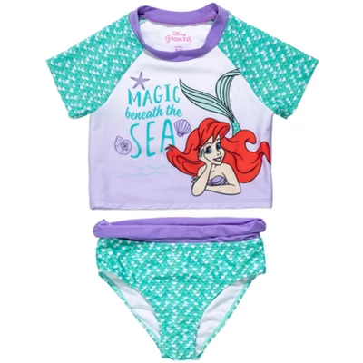 Disney The Little Mermaid Princess Ariel Girls Rash Guard And Bikini Bottom Little Kid To Big Kid - Image 10
