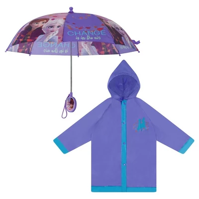 Disney Frozen Elsa And Anna Girl’s Umbrella And Raincoat Set, Kids Ages 4-7 - Image 6
